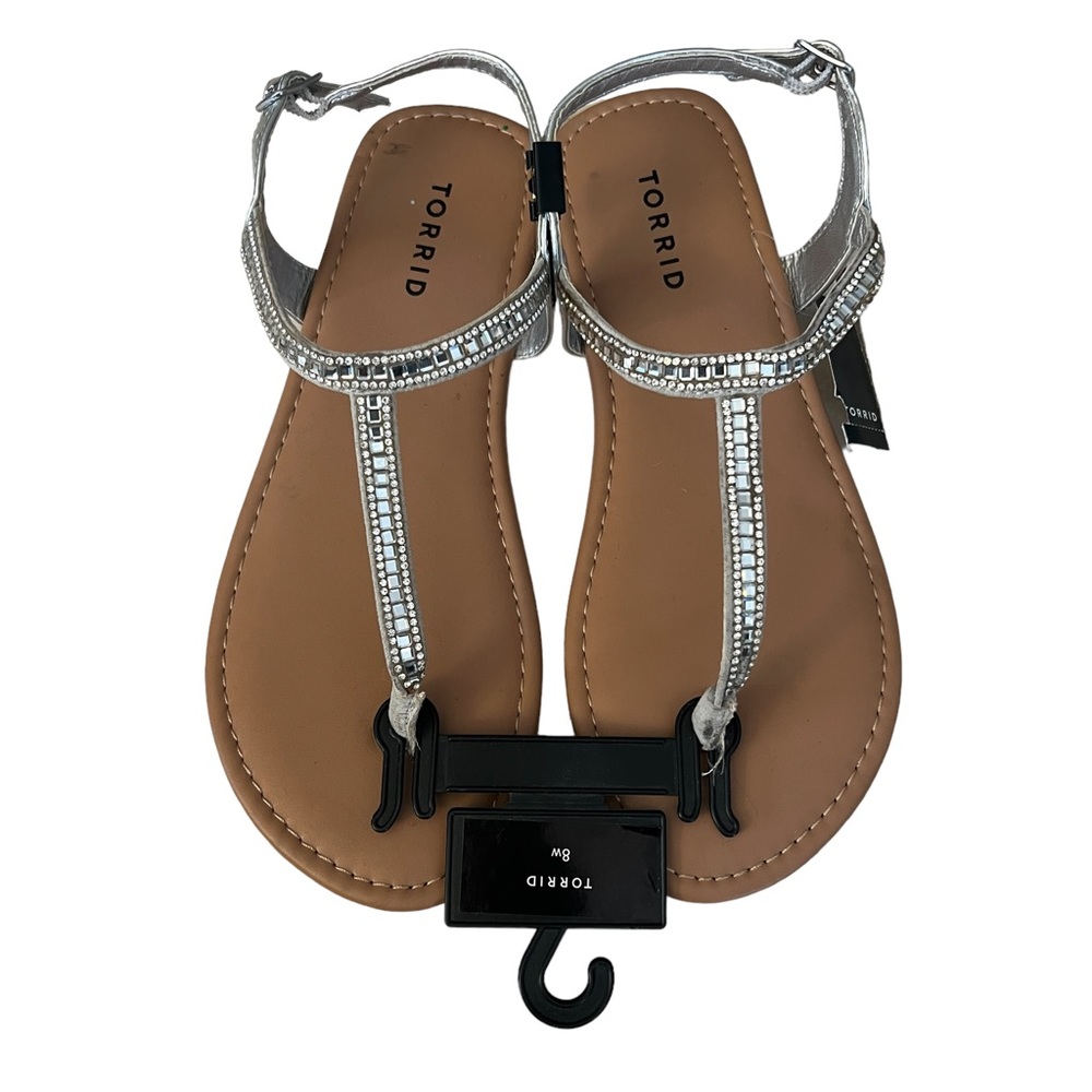 Torrid NWOT Silver T-Strap Rhinestone Sandals